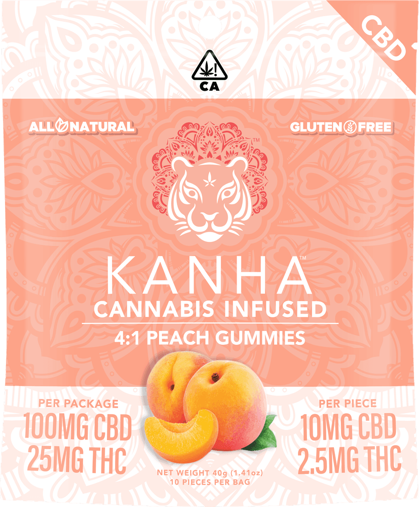 Photograph of product: KANHA GUMMIES - PEACH 4:1 CBD/THC