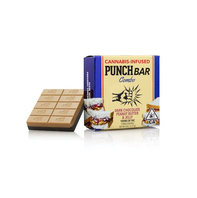 Photograph of product: Peanut Butter Jelly Dark Chocolate Punch Bar - 