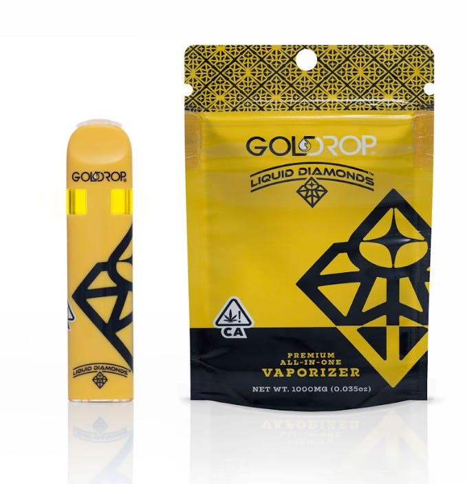 Photograph of product: Gold Drop Grand Daddy Purple Oui'd Liquid Diamonds Disposable Cart