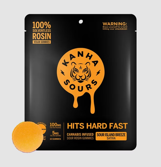 Photograph of product: Rosin Gummies | Sour Island Breeze | 100mg | 10 pk | Kanha