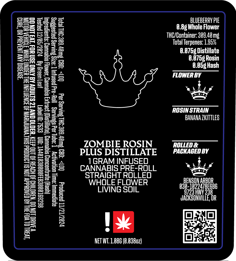 Photograph of product: Benson Arbor - Black Crown: Amnesia Haze (Rosin + Dist.) IPR (S)