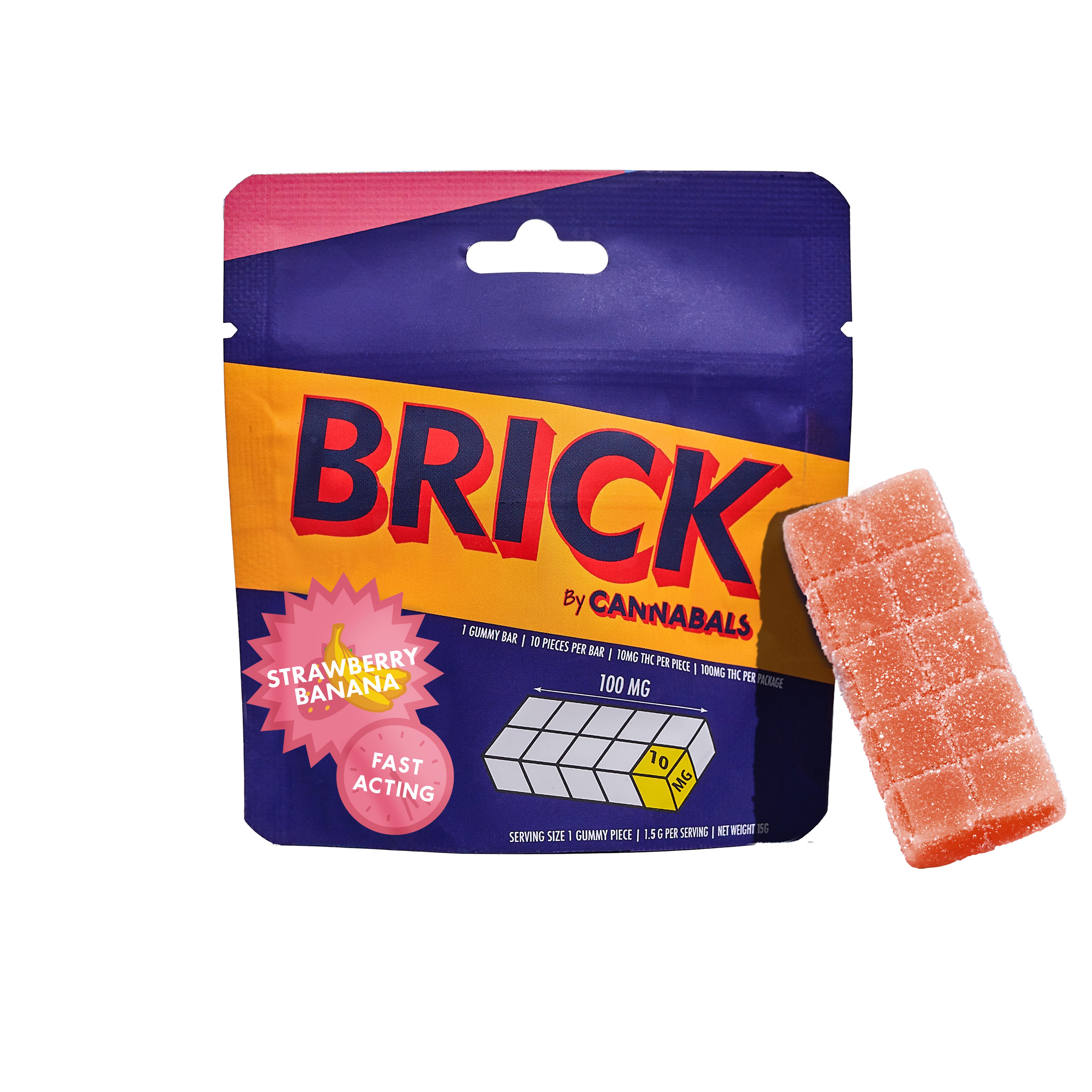 Photograph of Product: Cannabals - Strawberry Banana - 100MG Gummy Brick