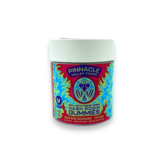 Photograph of product: Sour Blue Raspberry au chocolat Rosin Gummies - Calming -  5mg/Per Gummy - 20 pack