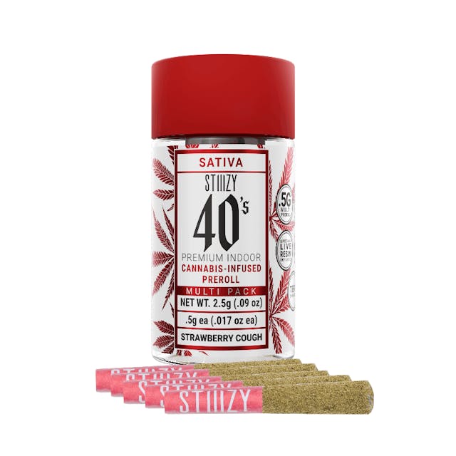 Photograph of product: Strawberry Cough | 40's Pre-Rolls (5-Pack) [2.5g] - 