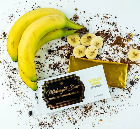 Photograph of product: Midnight Roots | Chocolate Banana | Infused Chocolate Bar | 200mg | Hybrid