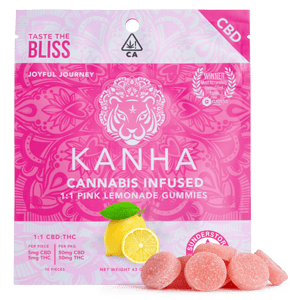 Photograph of product: [Kanha] CBD Gummies - 1:1 - Pink Lemonade - 