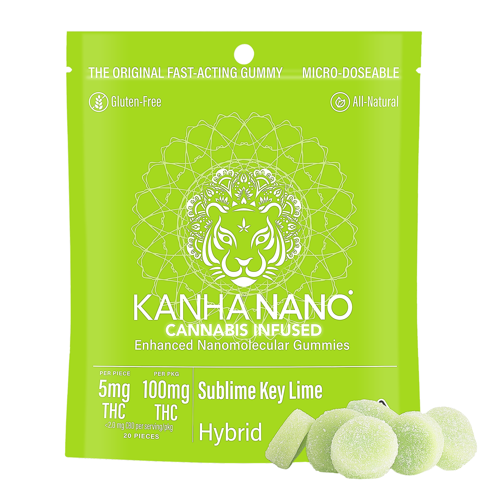 Photograph of product: Kanha Nano Energy 1:1 THC:THCV Citrus Splash Gummies 5mg 20pc