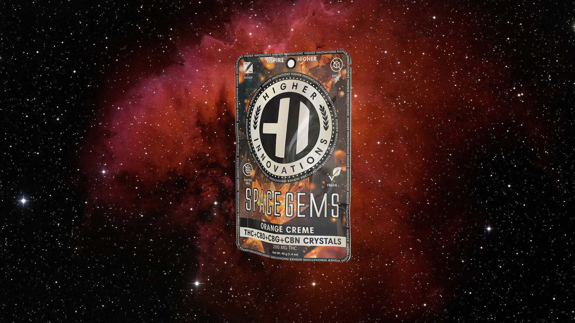 Photograph of product: 200mg Higher Innovations Space Gems 1:1:1:1 - Orange Creme