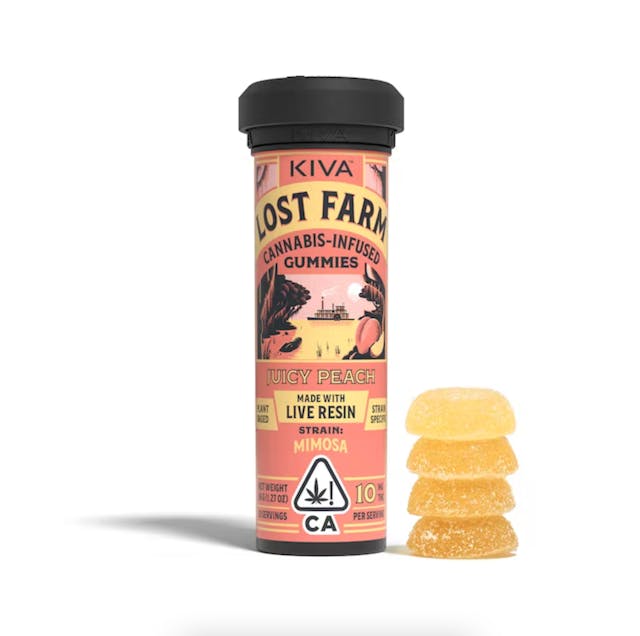 Photograph of product: Lost Farm Juicy Peach x Mimosa Gummies - 