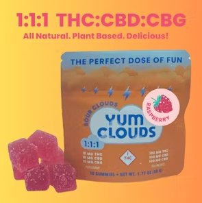Photograph of product: Raspberry-Electric Gummies 1:1:1 TH-oui CBD CBG