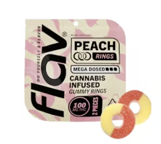 Photograph of product: Peach Rings - 100mg 2pck Mega Dosed