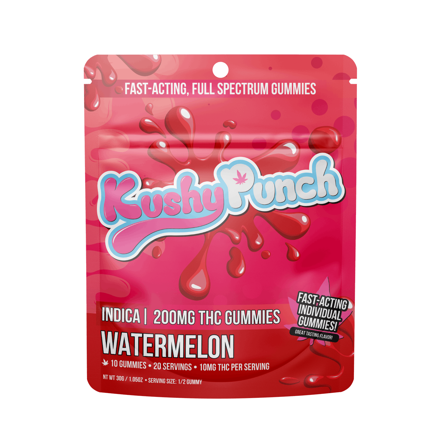 Photograph of product: Kushy Punch Watermelon (Individuals) 200mg Gummies