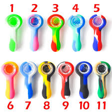 Photograph of product: 3" Silicone Mixed Color Glass Bowl Spoon Hand Pipe