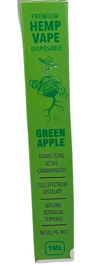 Photograph of product: Earthbound: Green Apple 600mg CBD Disposable