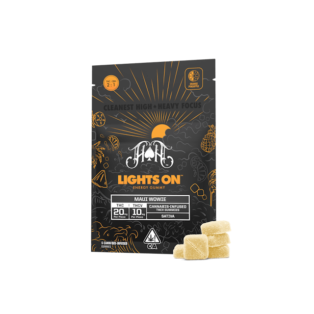 Photograph of product: Heavy Hitters Maui Wowie- Lights On - 100mg - TH-oui Gummy Pack - 