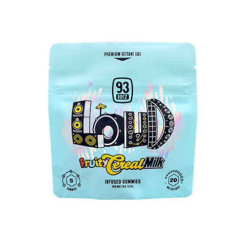 Photograph of product: 93 BOYZ LOUD Gummies 100mg: Fruity Cereal Milk 5pk