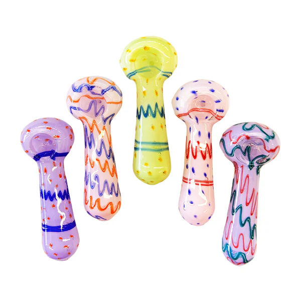 Photograph of product: 4.5" Slime Hand Pipe With Color ZIGZAG Art