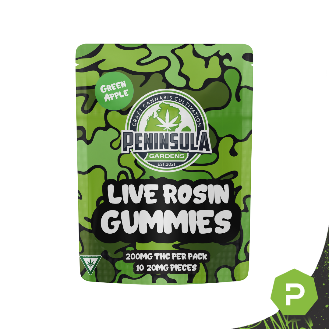 Photograph of product: Green Apple | 200mg Live Rosin Gummies