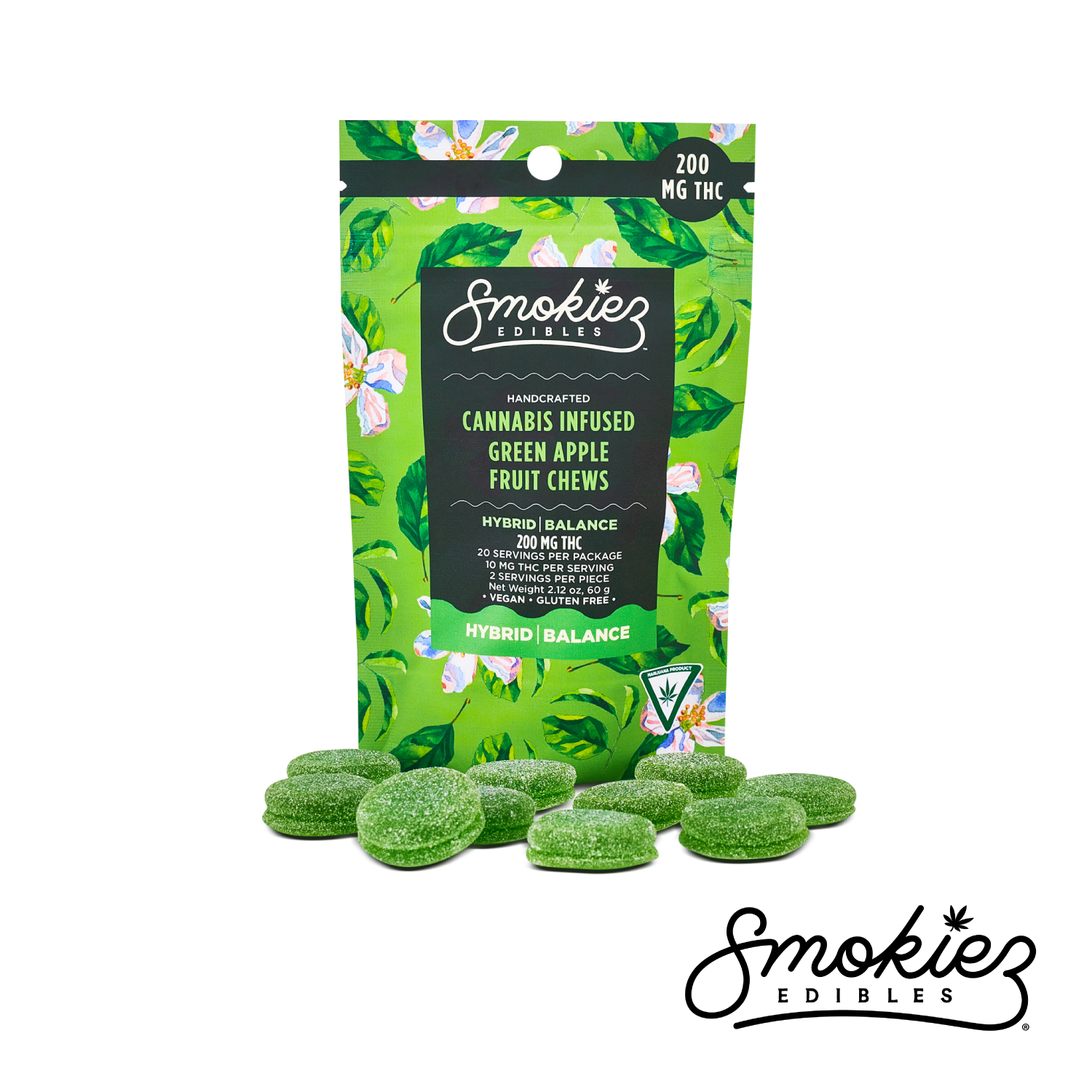 Photograph of product: Sweet Green Apple Fruit Chews - 200mg
