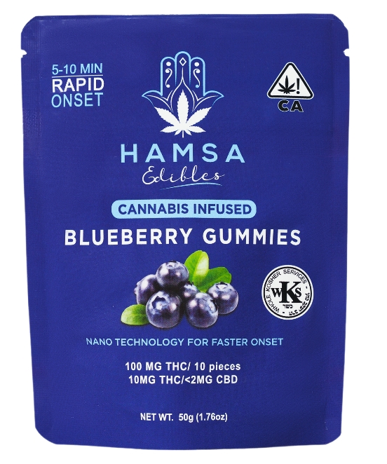 Photograph of product: Hamsa - Blueberry Kosher Gummies - 100mg (10pcs)
