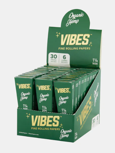 Photograph of product: Vibes Organic Hemp Cones 1.25 (GREEN) - 6 PACK
