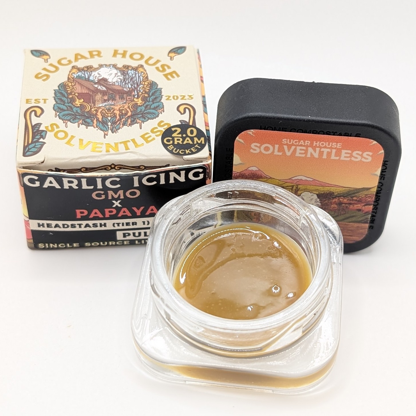 Photograph of product: Garlic Icing 2g Live Rosin Bucket
