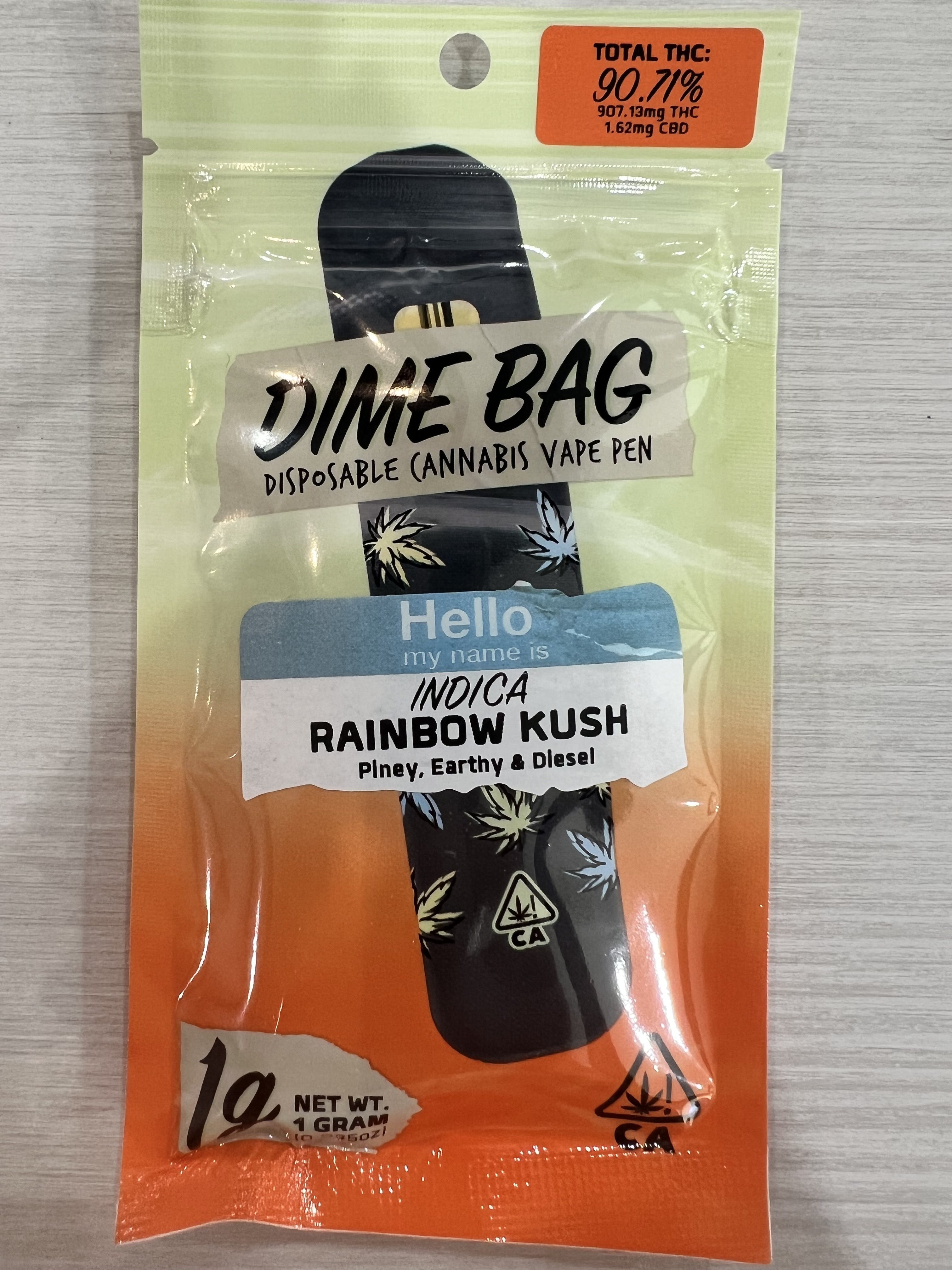 Photograph of product: DIME BAG 1G DISPOSABLE-RAINBOW KUSH