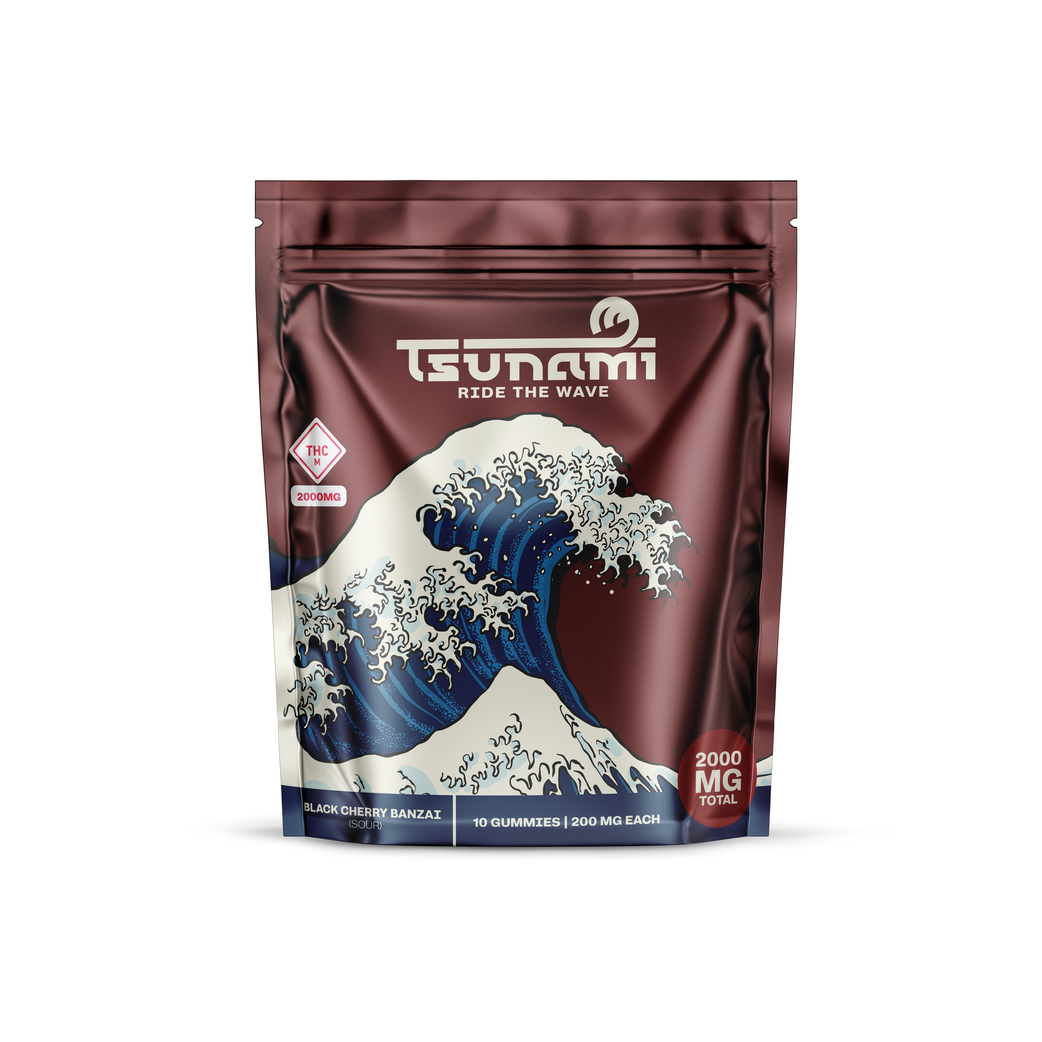 Photograph of product: Tsunami Gummies | Black Cherry Banzai (Sour) | 2000mg | 10pk