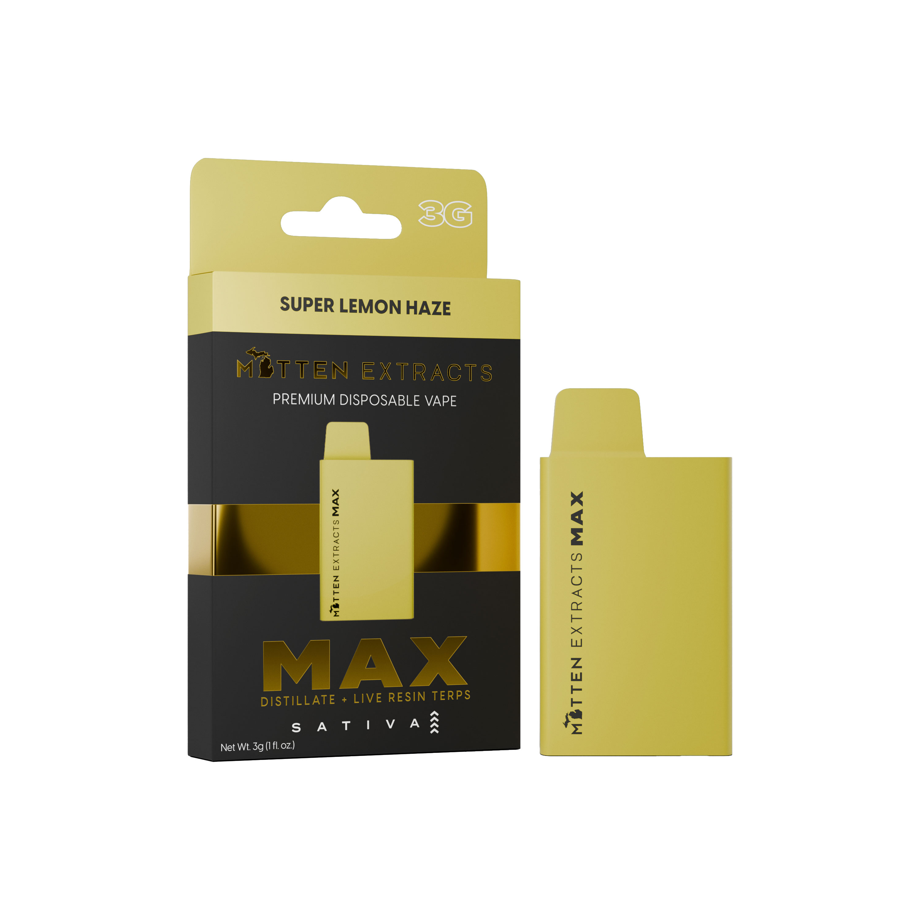 Photograph of product: Mitten Extracts AIO 3g Disposable | Super Lemon Haze