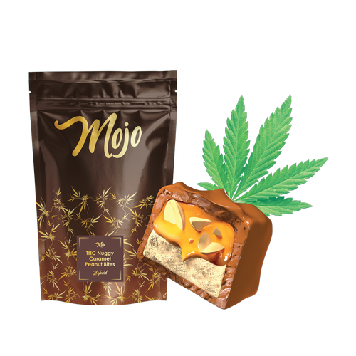 Photograph of product: Mojo - Chocolate Bites - 200mg - Nuggy Caramel Peanut Bites - Hybrid