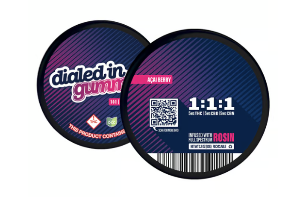 Photograph of Product: Acai Berry | Live Rosin Gummies | 1:1:1 THC:CBD:CBN | 20 x 5mg