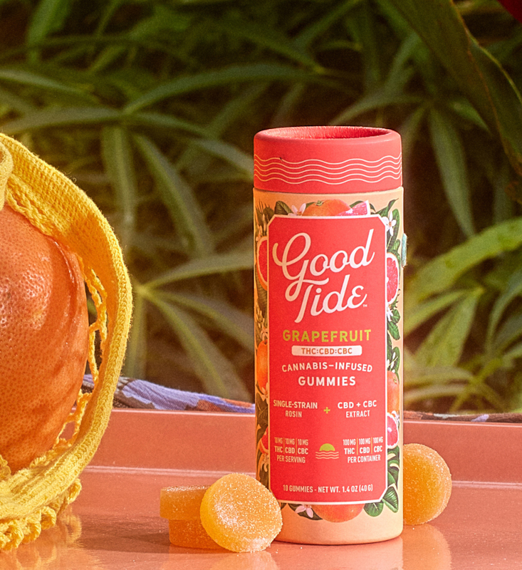 Photograph of product: Good Tide Blissful- THC/CBD/CBC Grapefruit S 100mg