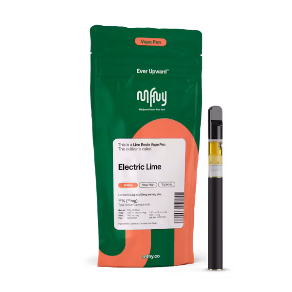 Photograph of product: MFNY Electric Lime Live Resin 0.5g Disposable Vape