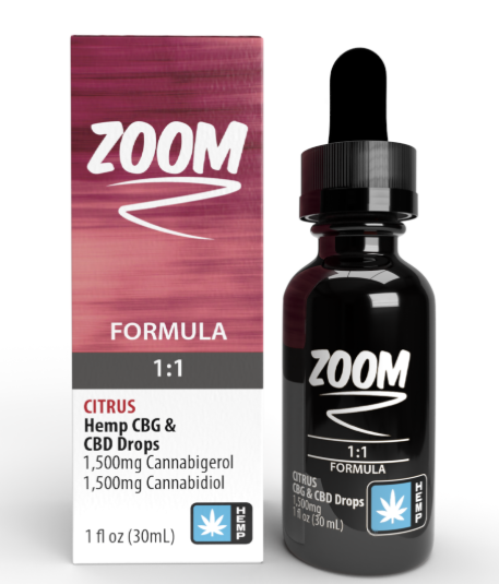Photograph of product: Angel Drops | Zoom 1:1 Citrus Tincture | CBG:CBD | 1500mg | 1 fl oz | HEMP