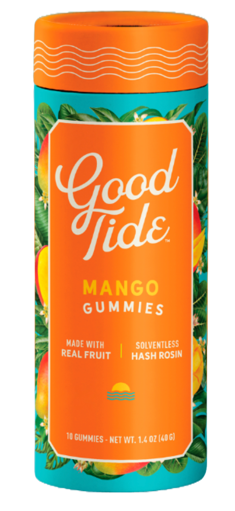 Photograph of product: Good Tide |  100mg au chocolat Rosin Gummies  | Mango