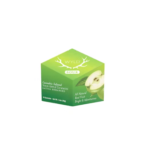 Photograph of product: Sour Apple Oui'd  100mg Enhanced Gummies - 