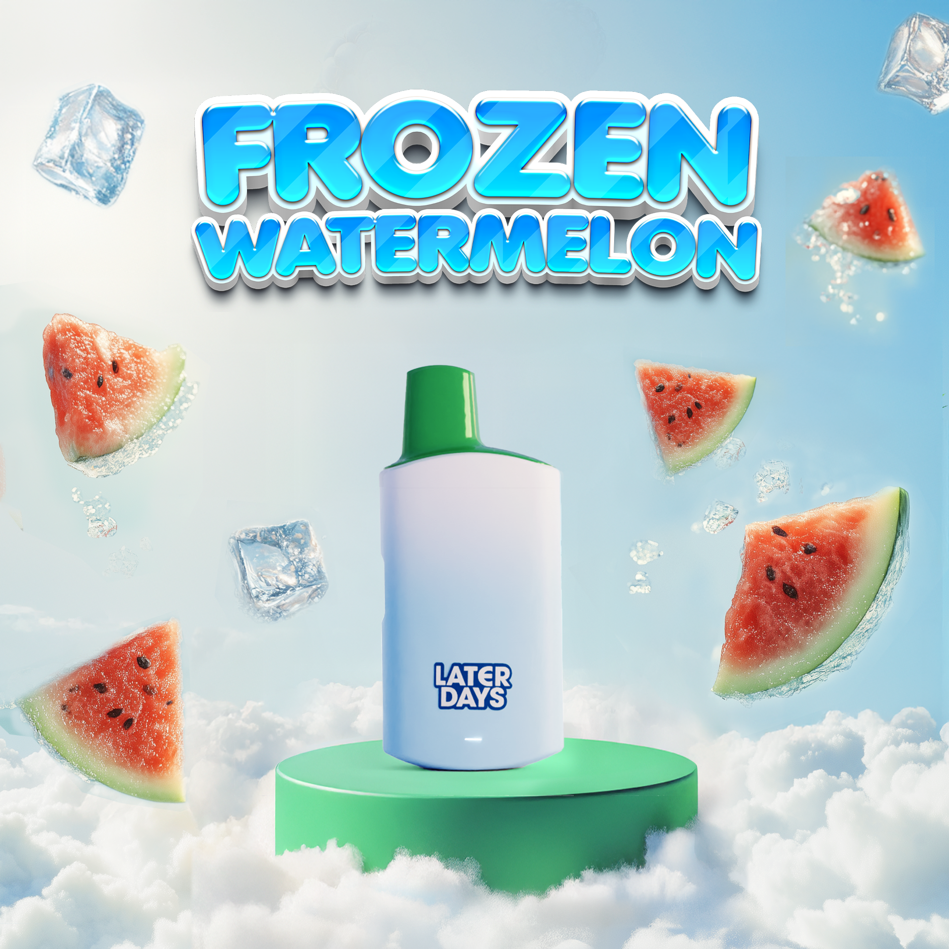 Photograph of product: Later Days Frozen Watermelon (H) Distillate Disposable Vape 2g