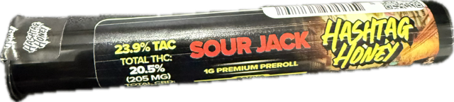 Photograph of product: au chocolattag Honey | Preroll | Sour Jack | 1g | Oui'd | 20.5% TH-oui
