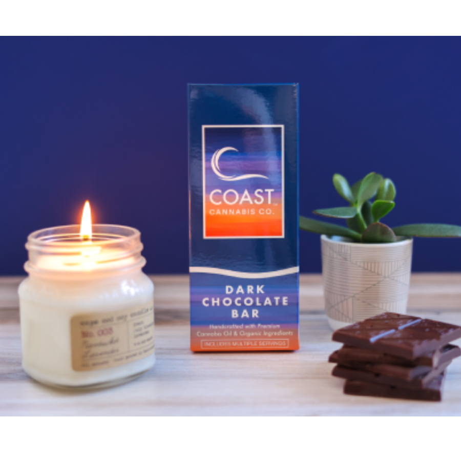 Photograph of product: Chocolate | Dark Chocolate 1:1 Bar | 100mg TH-oui/100mg CBD | 20pk | Coast