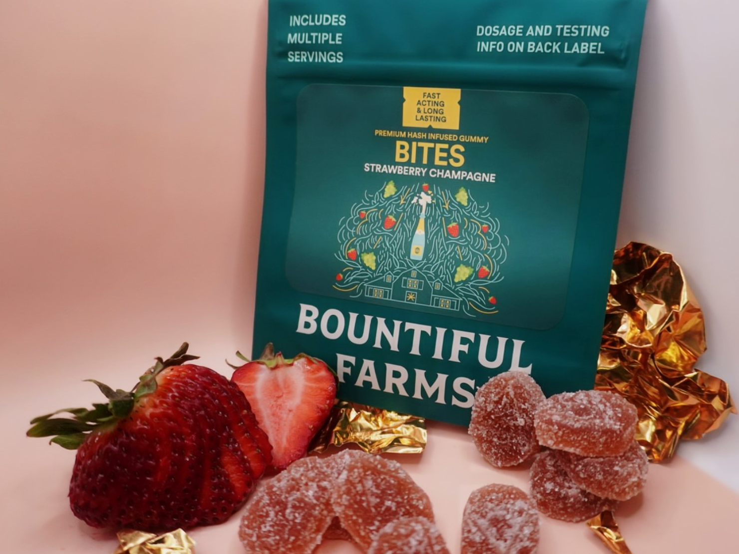 Photograph of product: Strawberry Champagne Bites 100mg Pack