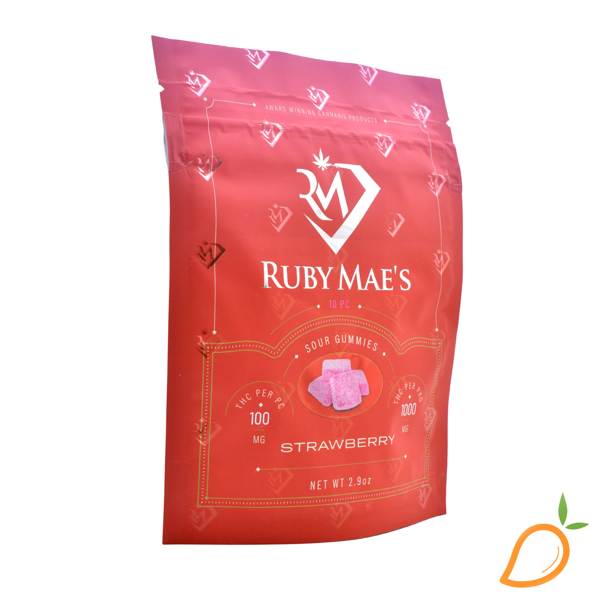 Photograph of product: 1000mg Strawberry Sour Gummies Ruby Mae's