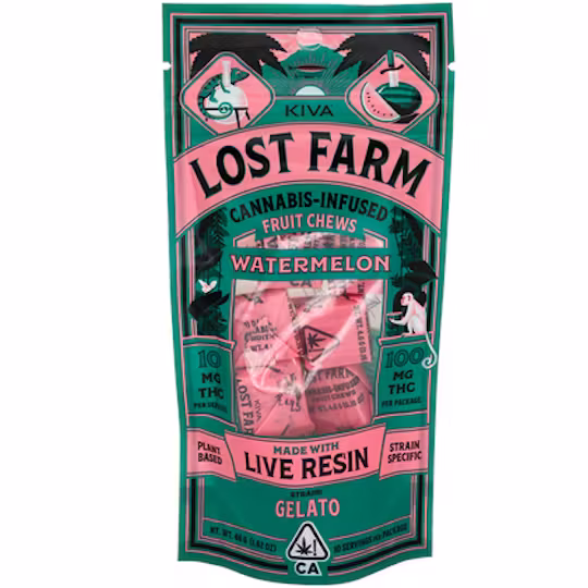 Photograph of product: Lost Farm - Watermelon Gelato Live Resin Fruit Chews 100mg (H)