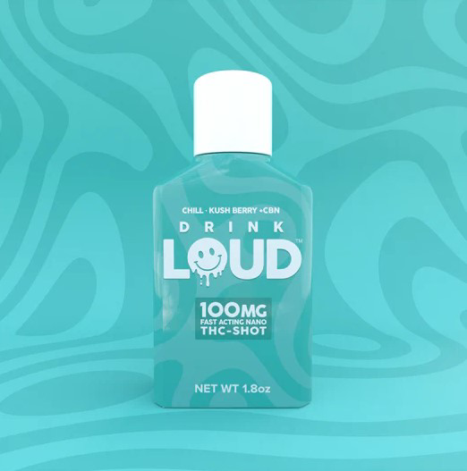 Photograph of product: Drink Loud | Kush Berry 5:1 TH-oui:CBN | 100mg Fast Acting Nano TH-oui Shot