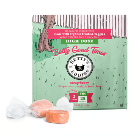 Photograph of product: Betty Good Times Strawberry Fruit Chews 2Pk - Hybrid (Macro Dose) (GF)(V)