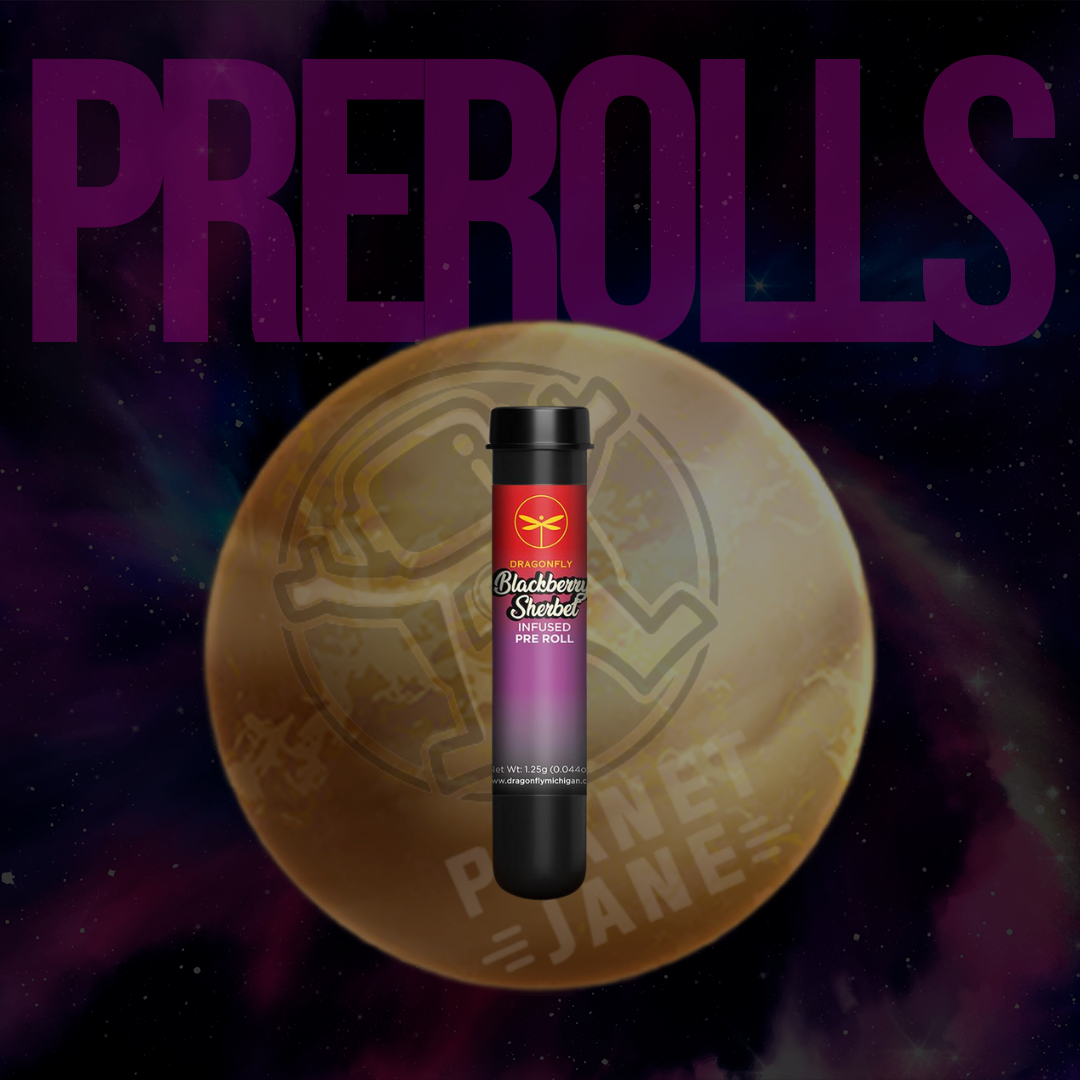 Photograph of product: Dragonfly - 1.25g Infused Preroll - Blackberry Sherbet