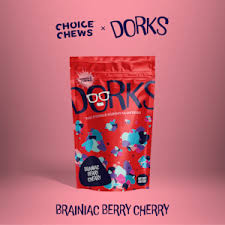 Photograph of product: Choice Chews Dorks Brainiac Berry Cherry Oui'd Gummies 5mg 20pc