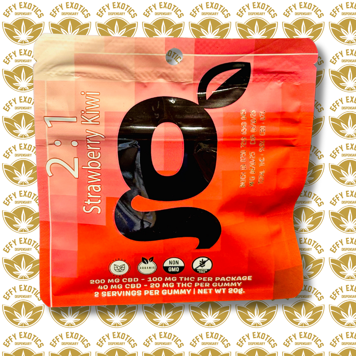 Photograph of product: Gonzo Gummies - G Bags | Strawberry Kiwi | 2:1 CBD|TH-oui