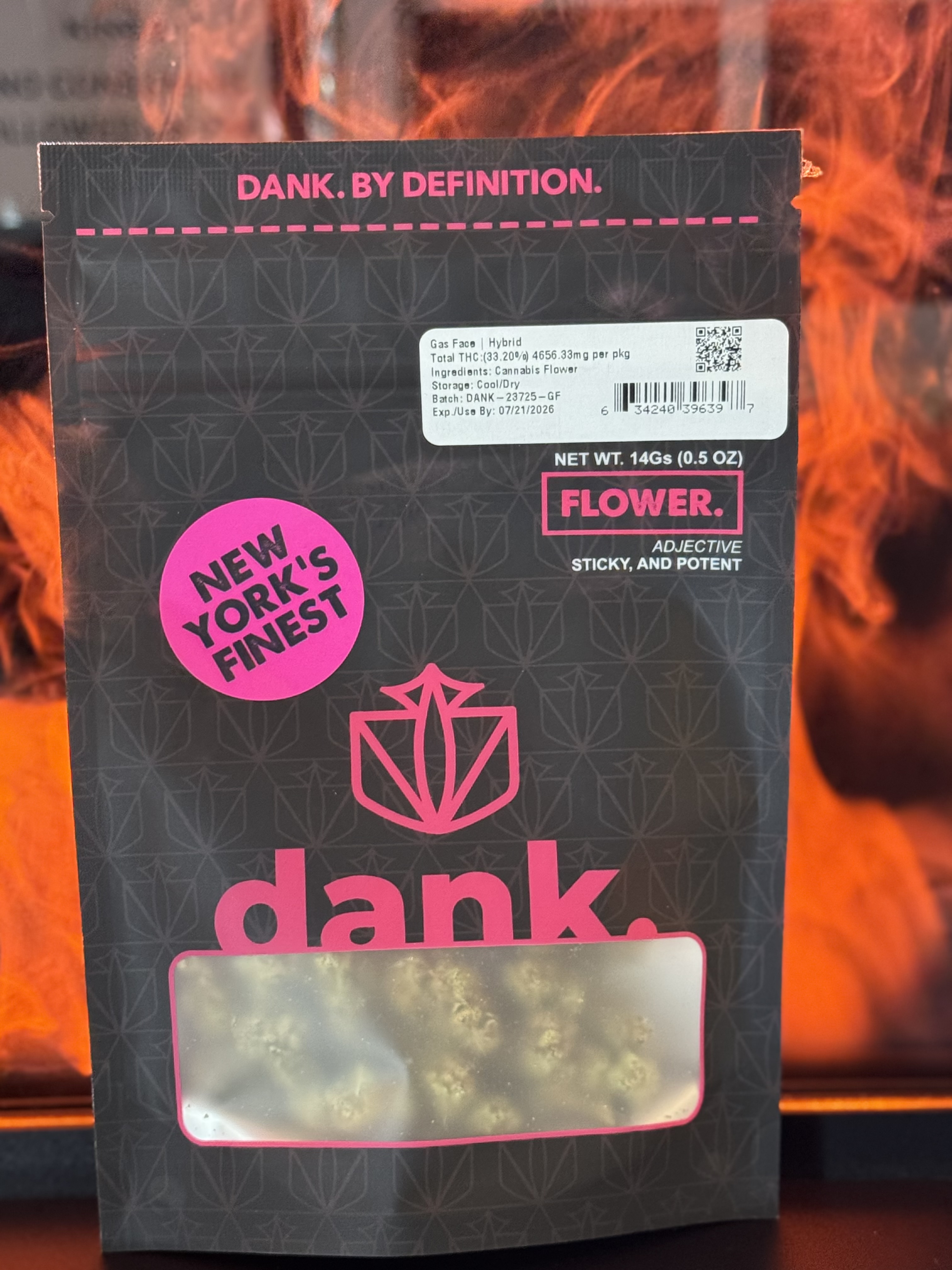 Photograph of product: Dank | Gas Face | 14g (Sungrown)