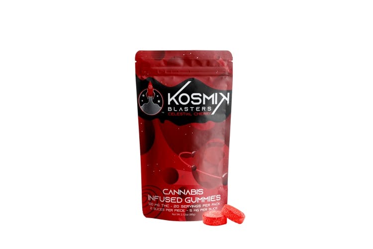 Photograph of product: Kosmik Sour Blaster Gummies 20pk (100mg) Celestial Cherry