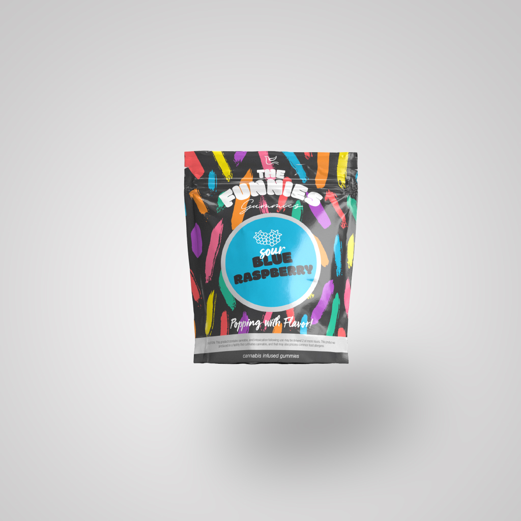 Photograph of product: Sour Blue Raspberry | 5mg | 20pk Gummies | The Funnies Gummies